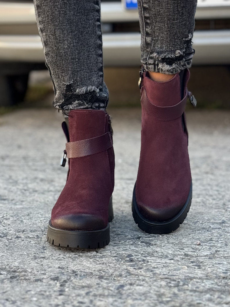 Ocieplane botki KAZADII CLEA BORDO skóra naturalna - obrazek 3