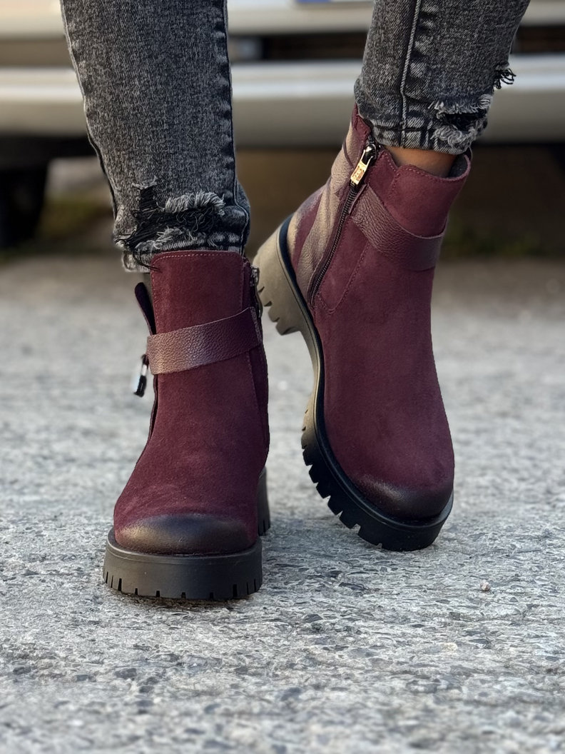Ocieplane botki KAZADII CLEA BORDO skóra naturalna - obrazek 8