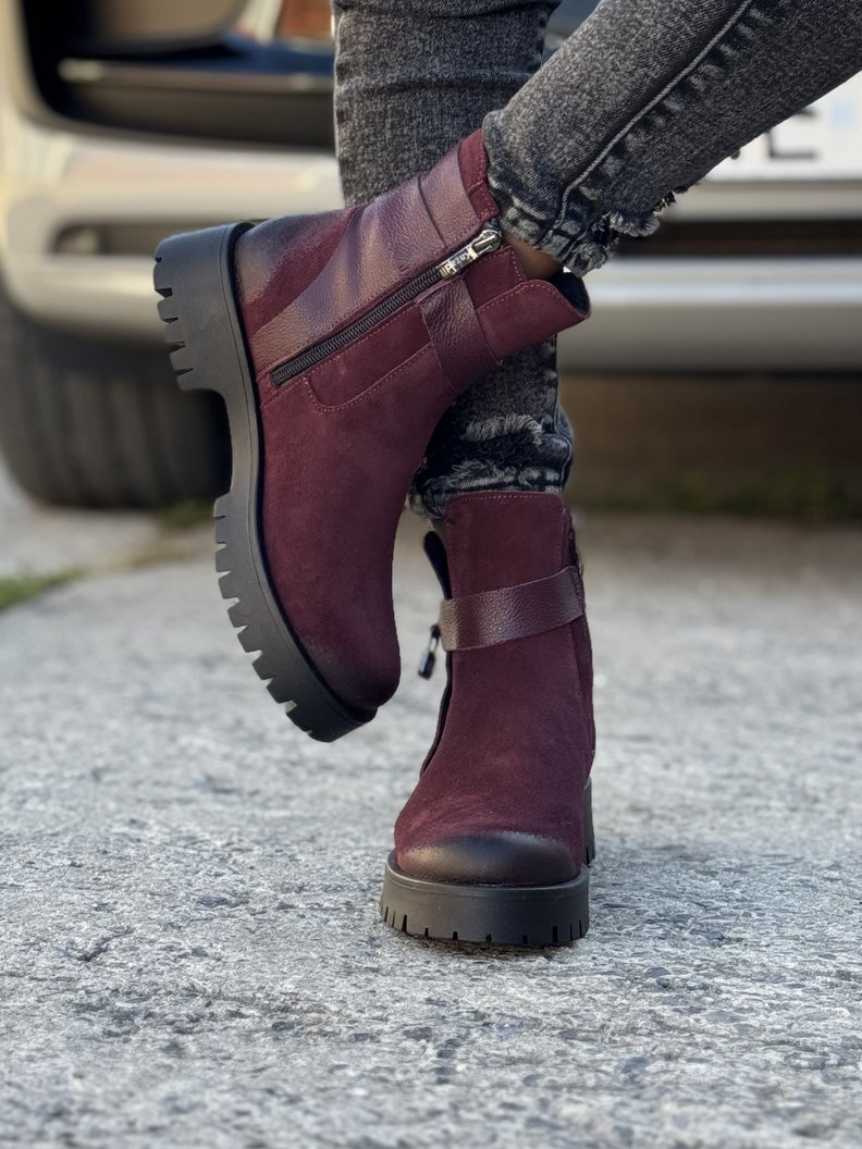Ocieplane botki KAZADII CLEA BORDO skóra naturalna - obrazek 4