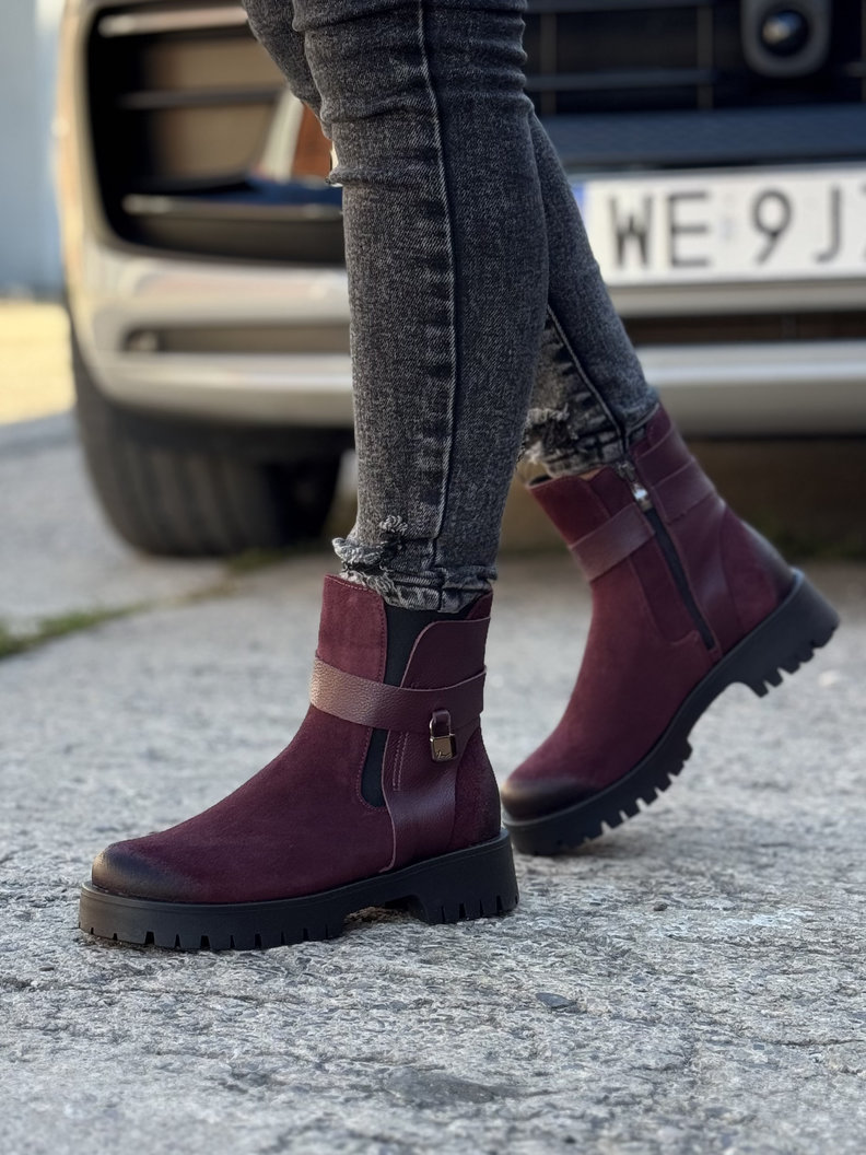 Ocieplane botki KAZADII CLEA BORDO skóra naturalna - obrazek 6