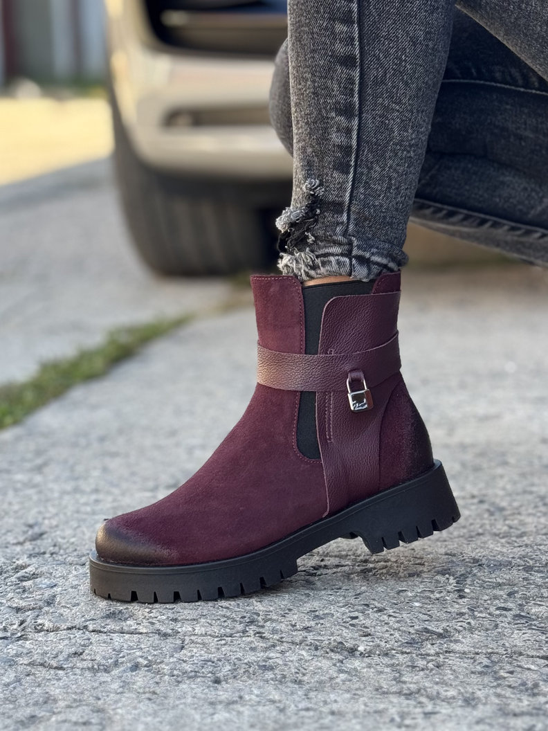 Ocieplane botki KAZADII CLEA BORDO skóra naturalna - obrazek 7