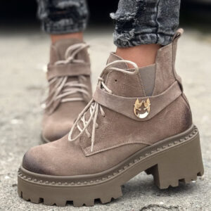 Botki KAZADII FEMME TAUPE skóra naturalna