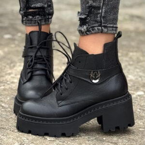 Botki KAZADII FEMME BLACK na obcasie skóra naturalna lico