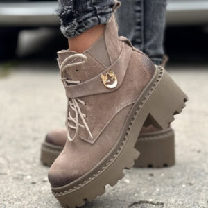 Botki KAZADII FEMME TAUPE skóra naturalna