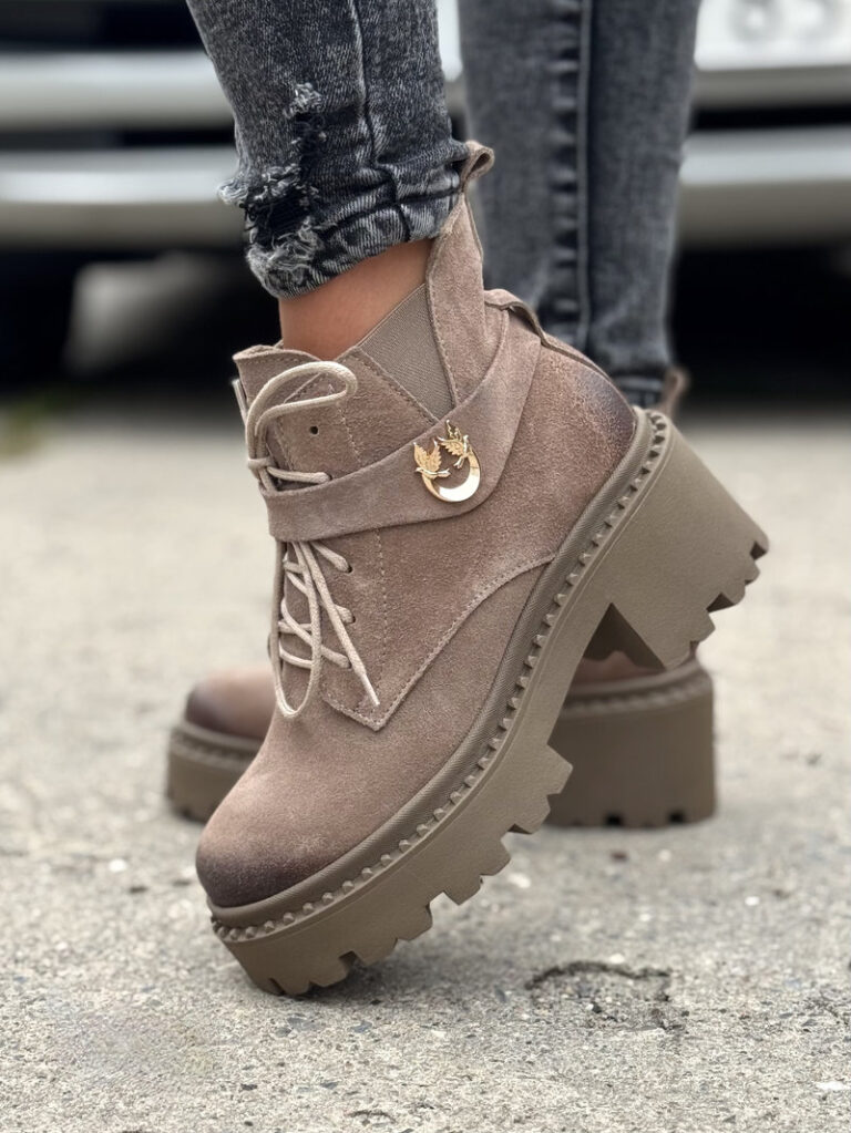 Botki KAZADII FEMME TAUPE skóra naturalna - obrazek 5