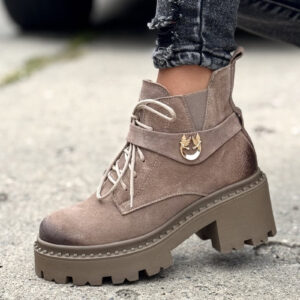 Botki KAZADII FEMME TAUPE skóra naturalna