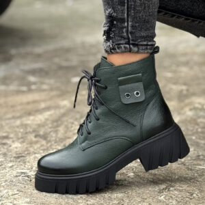 Botki KAZADII FIORELLA GREEN skóra naturalna