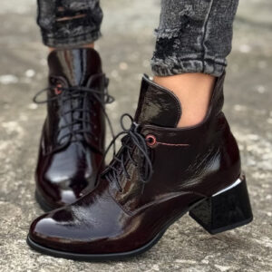 Botki KAZADII MARISOL BORDO GLOSS skóra naturalna