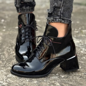 Botki KAZADII MARISOL BLACK GLOSS skóra naturalna