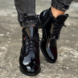 Botki KAZADII MARISOL BLACK GLOSS skóra naturalna