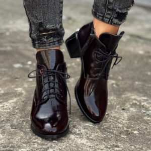 Botki KAZADII MARISOL BORDO GLOSS skóra naturalna