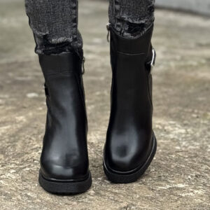 Botki KAZADII VENEZA BLACK na obcasie skóra naturalna lico