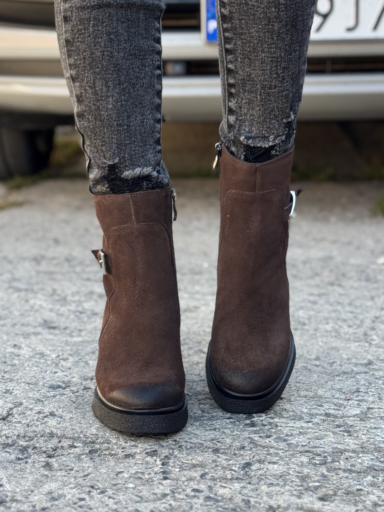 Botki KAZADII VENEZA CZEKOLADA na obcasie skóra naturalna - obrazek 6