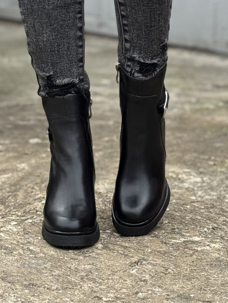 Botki KAZADII VENEZA BLACK na obcasie skóra naturalna lico - obrazek 4