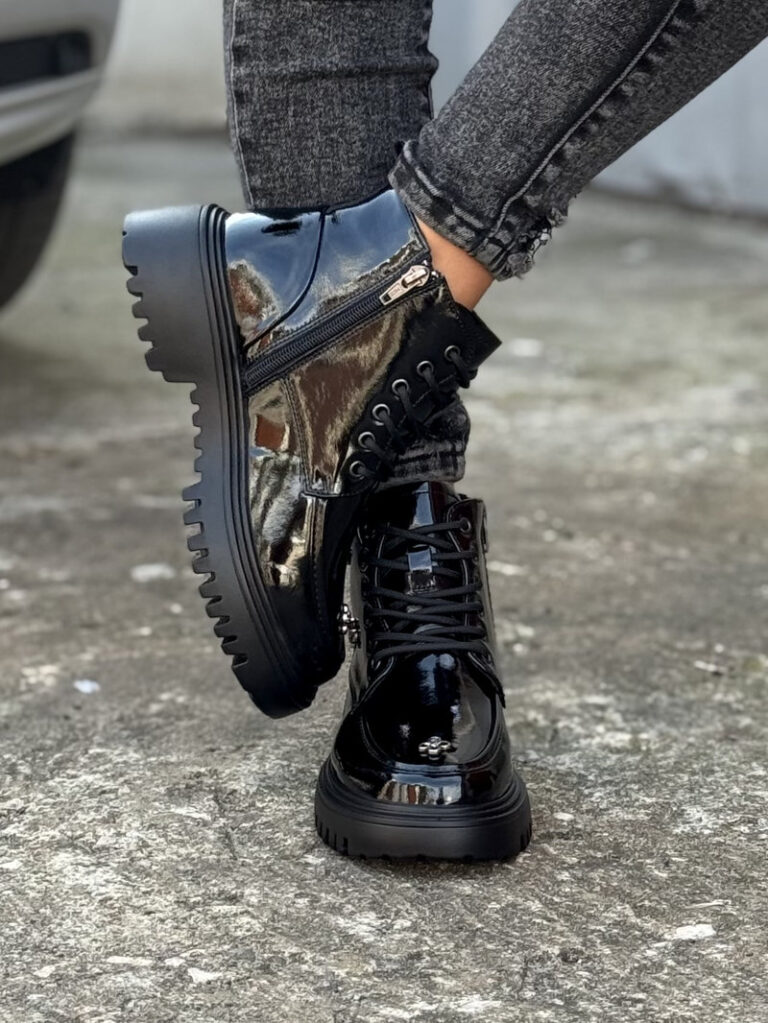 Lakierowane botki AMIRA BLACK skóra naturalna - obrazek 7