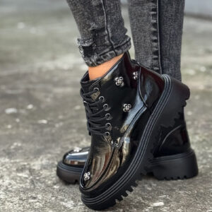 Lakierowane botki AMIRA BLACK skóra naturalna