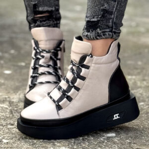Lekkie botki CARINE BEIGE skóra naturalna