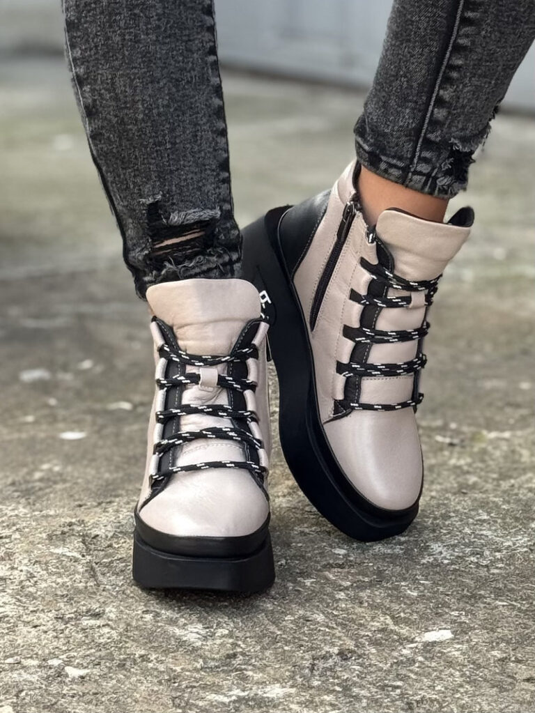 Lekkie botki CARINE BEIGE skóra naturalna - obrazek 6
