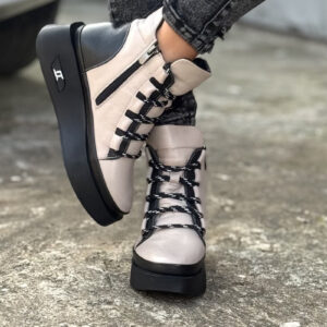 Lekkie botki CARINE BEIGE skóra naturalna