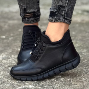 Lekkie botki RIVIERA ALL BLACK skóra naturalna