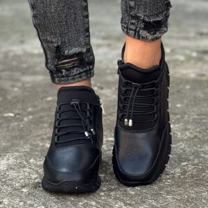 Lekkie botki RIVIERA ALL BLACK skóra naturalna