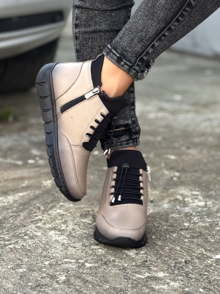 Lekkie botki RIVIERA BEIGE skóra naturalna - obrazek 6