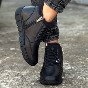 Lekkie botki RIVIERA ALL BLACK skóra naturalna