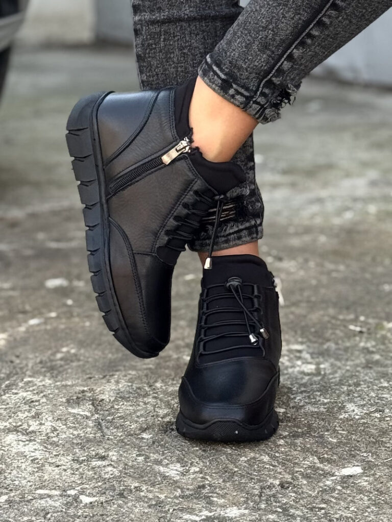 Lekkie botki RIVIERA ALL BLACK skóra naturalna - obrazek 7
