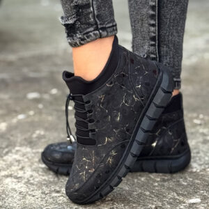 Lekkie botki RIVIERA BLACK PRINT skóra naturalna