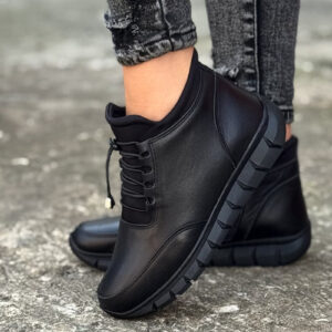 Lekkie botki RIVIERA ALL BLACK skóra naturalna