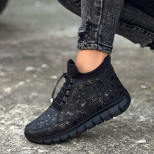 Lekkie botki RIVIERA BLACK PRINT skóra naturalna