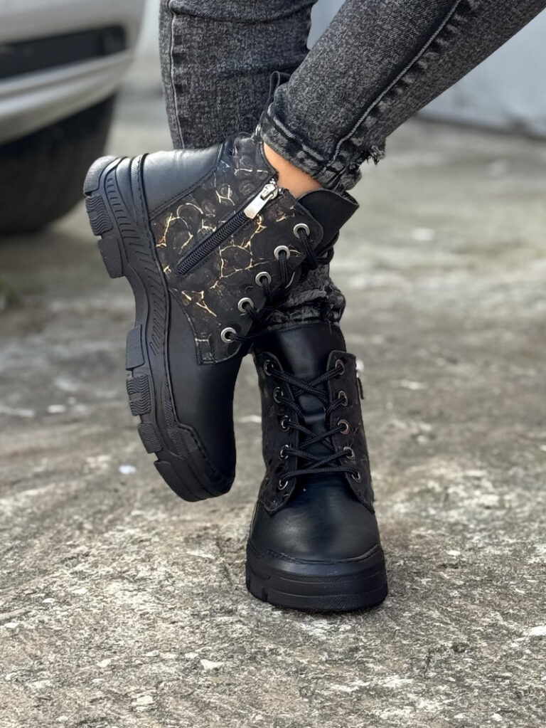 Lekkie botki SORAYA BLACK PRINT skóra naturalna - obrazek 6