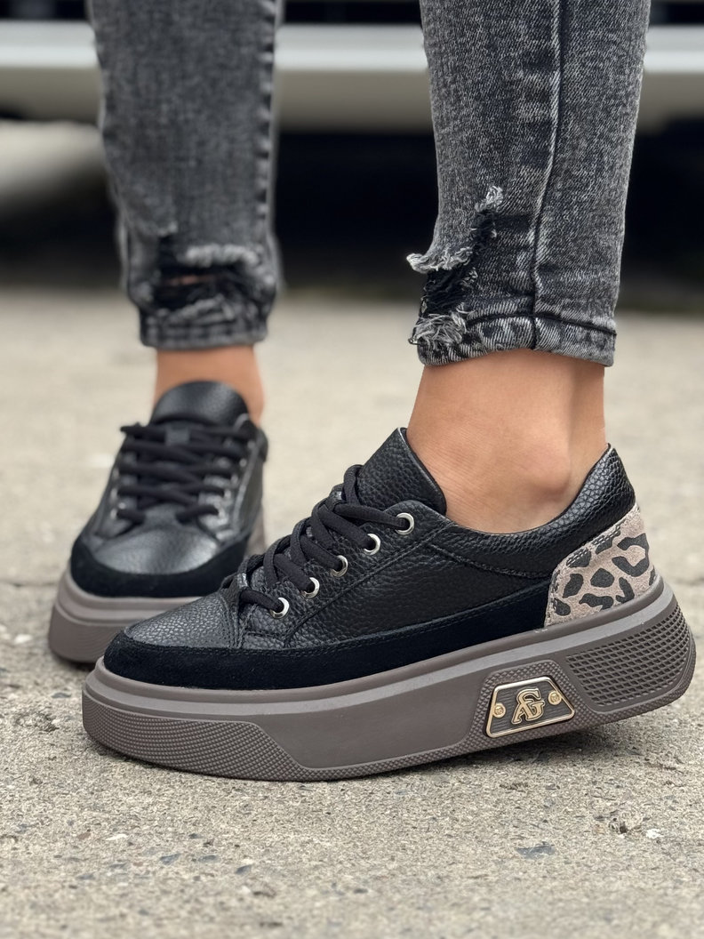 Lekkie sneakersy NitoSneak BLACK skóra naturalna