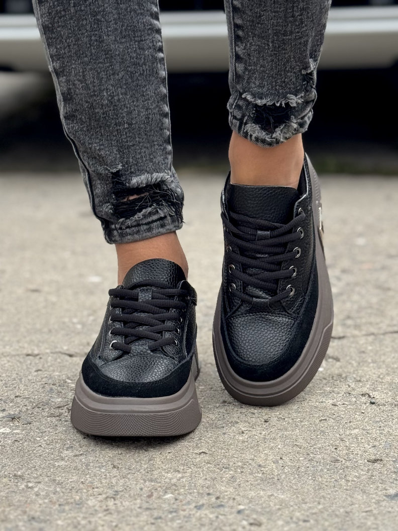 Lekkie sneakersy NitoSneak BLACK skóra naturalna - obrazek 3