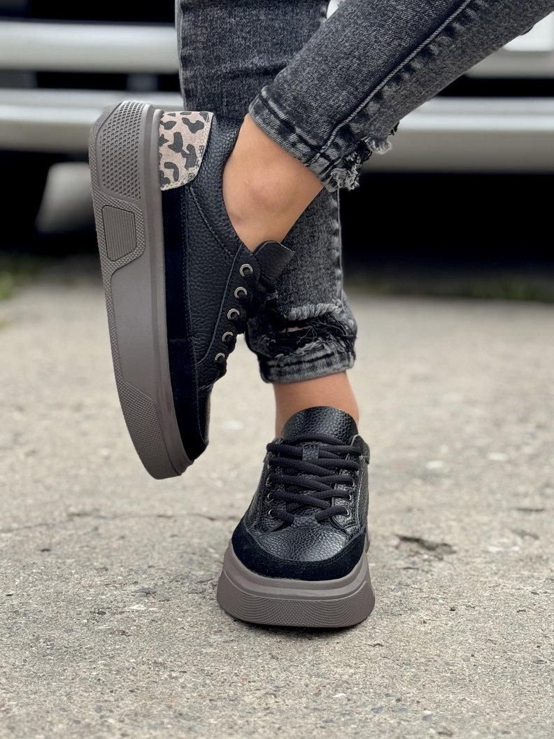 Lekkie sneakersy NitoSneak BLACK skóra naturalna - obrazek 5