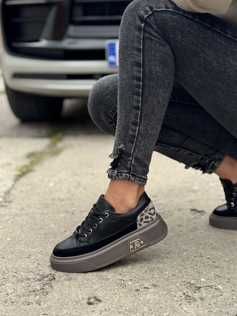 Lekkie sneakersy NitoSneak BLACK skóra naturalna - obrazek 7