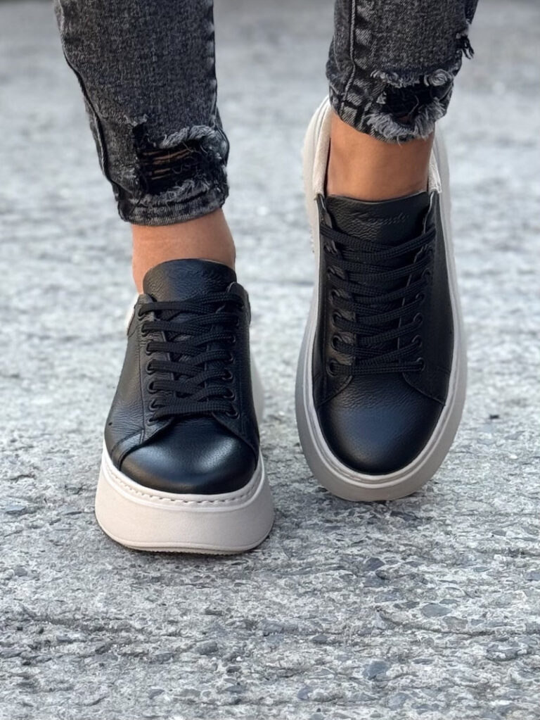 Lekkie trampki KAZADII ONFIRE BLACK BEIGE skóra naturalna - obrazek 4