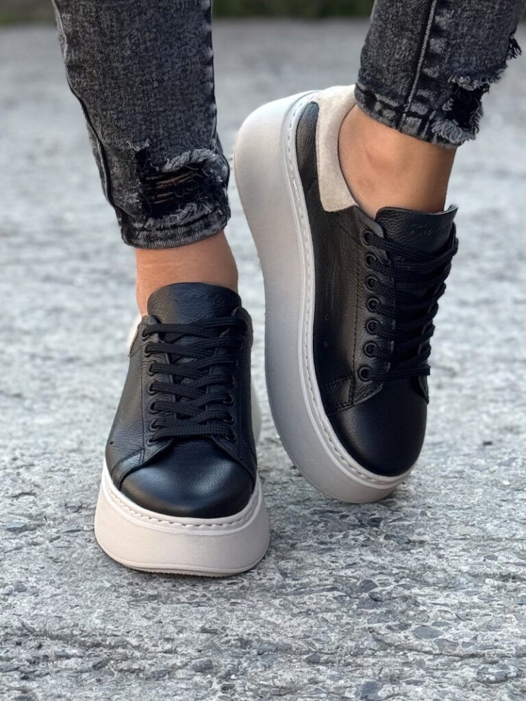 Lekkie trampki KAZADII ONFIRE BLACK BEIGE skóra naturalna - obrazek 6