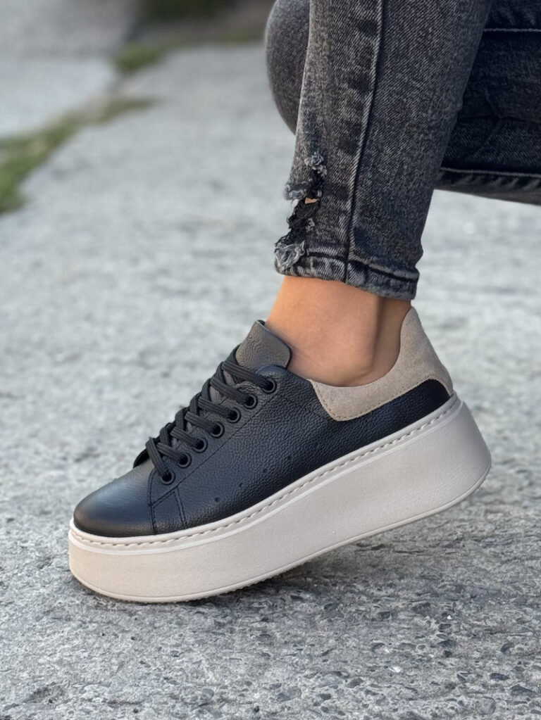 Lekkie trampki KAZADII ONFIRE BLACK BEIGE skóra naturalna - obrazek 5