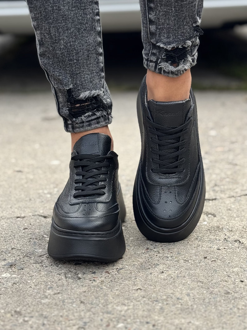 Lekkie trampki KAZADII VEGAS BLACK skóra naturalna - obrazek 4