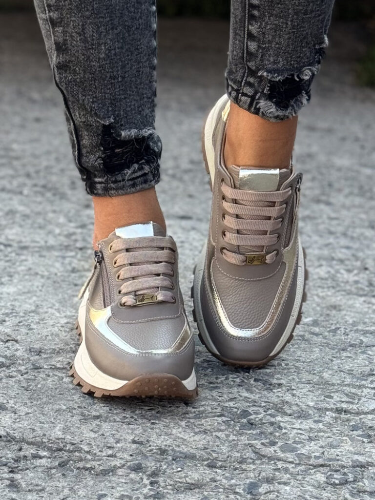 Mega wygodne sneakersy AUREN BEIGE skóra naturalna - obrazek 3