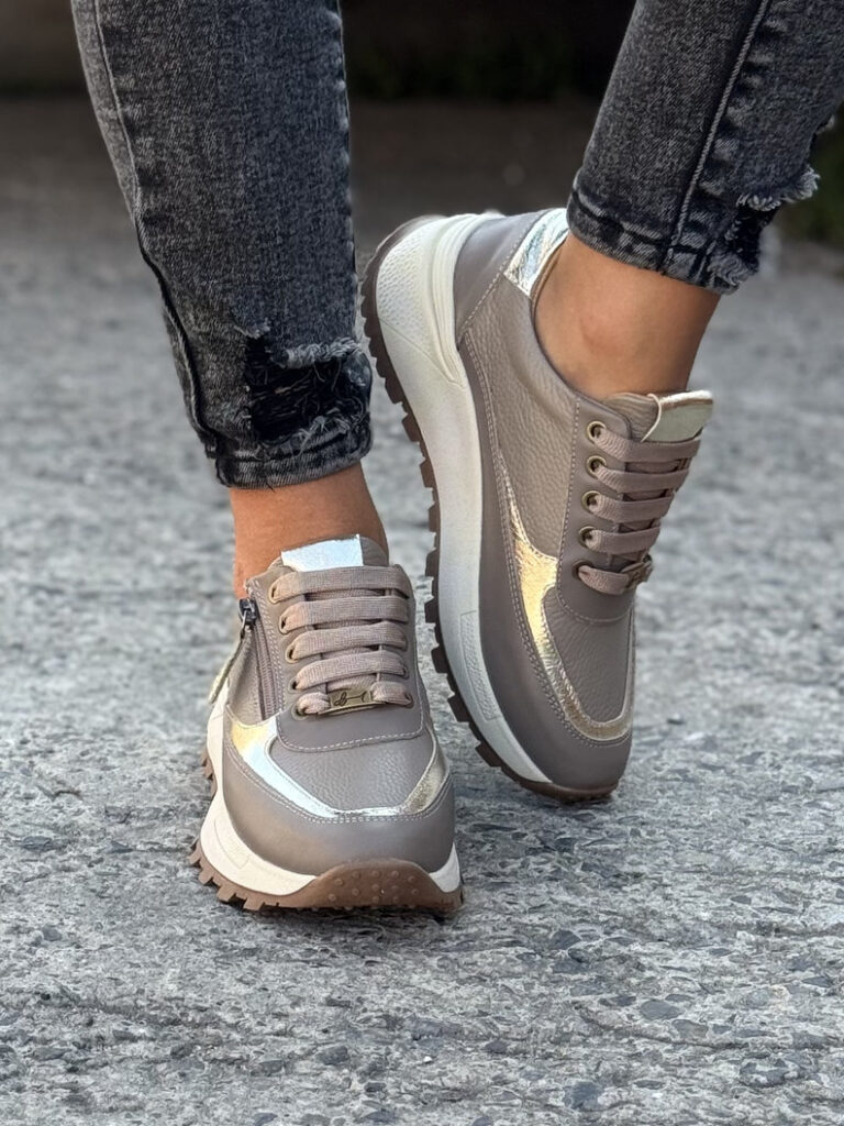 Mega wygodne sneakersy AUREN BEIGE skóra naturalna - obrazek 4