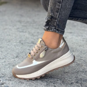 Mega wygodne sneakersy AUREN BEIGE skóra naturalna