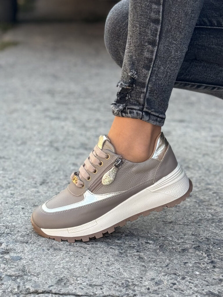 Mega wygodne sneakersy AUREN BEIGE skóra naturalna - obrazek 5