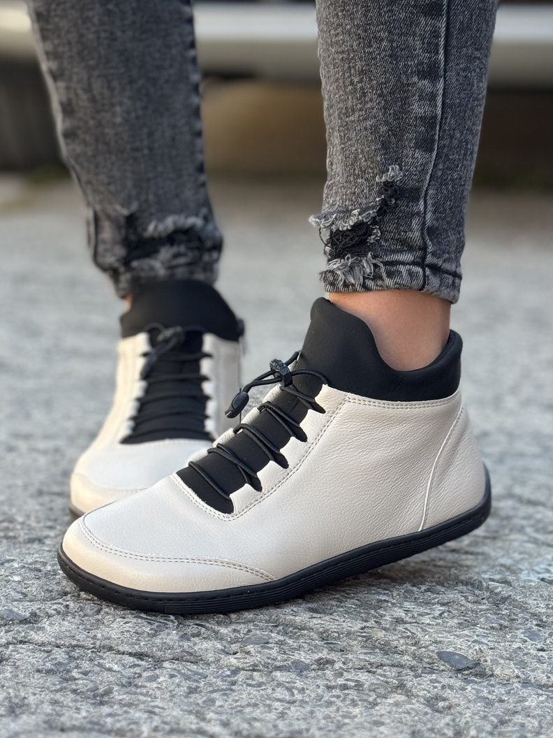 Ocieplane botki KAZADII BAREFOOT ROOTS BEIGE skóra naturalna