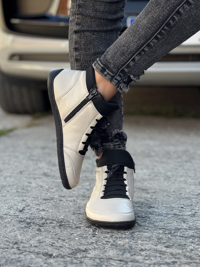 Ocieplane botki KAZADII BAREFOOT ROOTS BEIGE skóra naturalna - obrazek 4