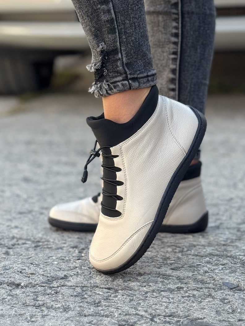 Ocieplane botki KAZADII BAREFOOT ROOTS BEIGE skóra naturalna - obrazek 5