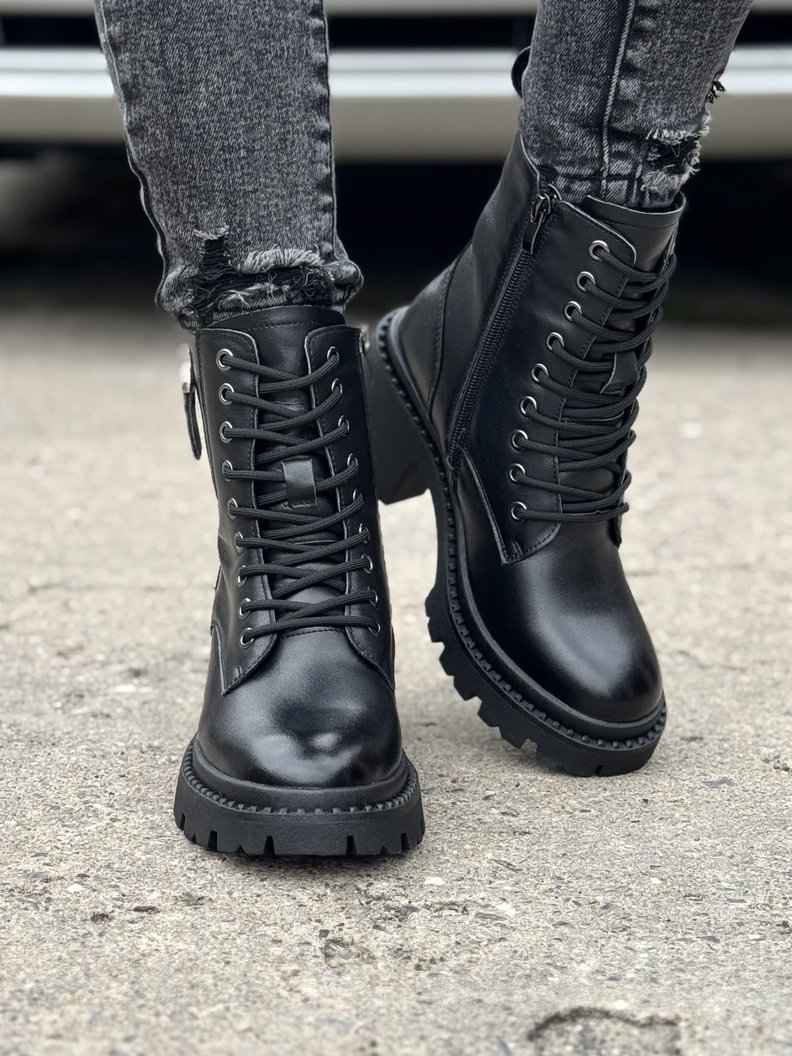 Ocieplane botki BRIO ZIP BLACK skóra naturalna - obrazek 6