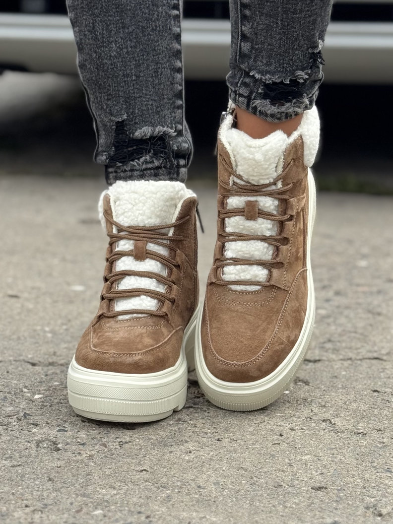 Ocieplane botki COMFORT HIGH CAMEL skóra naturalna - obrazek 3