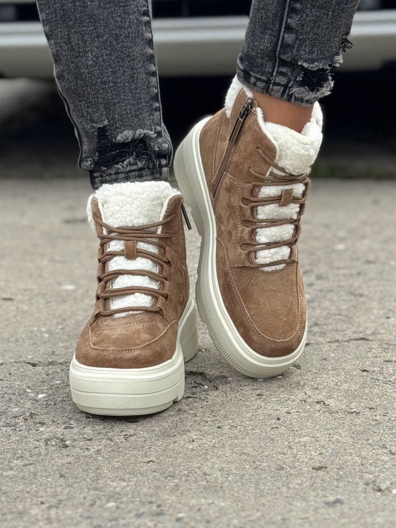 Ocieplane botki COMFORT HIGH CAMEL skóra naturalna - obrazek 4